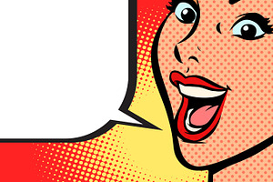 Close-up Pop Art Woman Face Smile