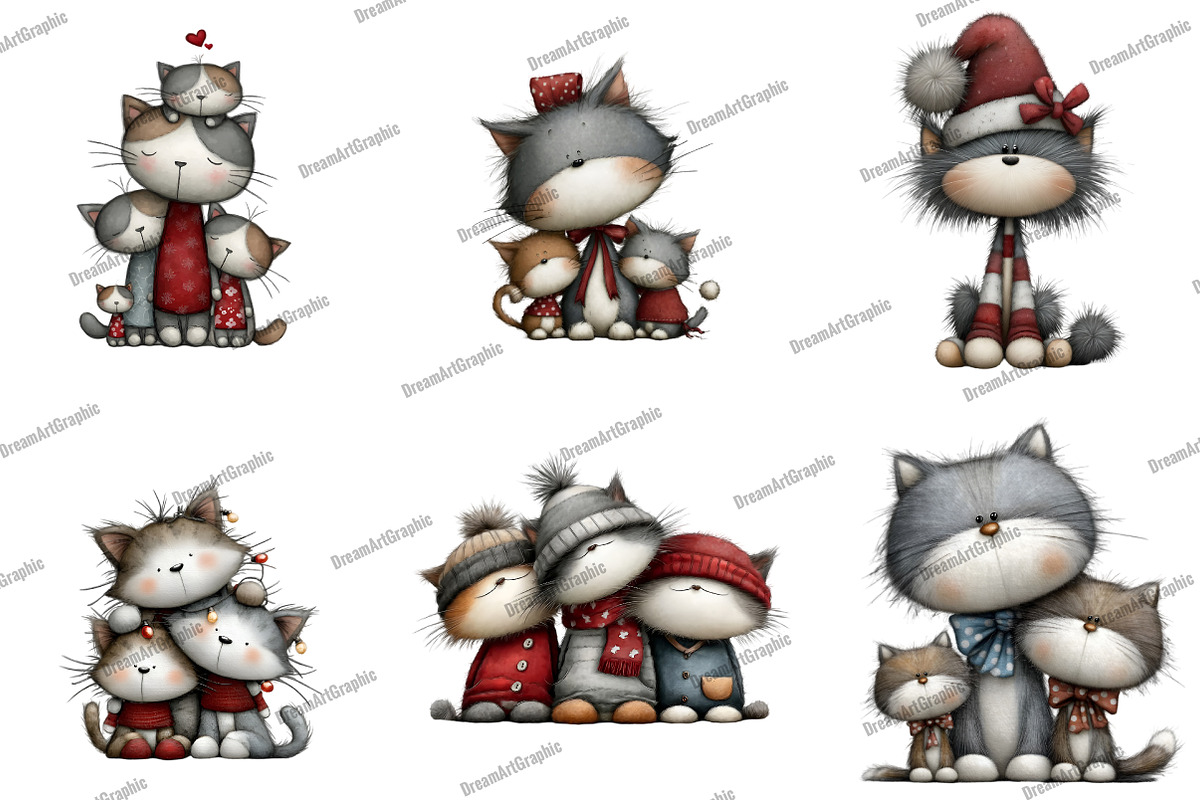 merry cat mama Clipart, an Illustration by DreamArtGraphic (Photo 2 of 5)