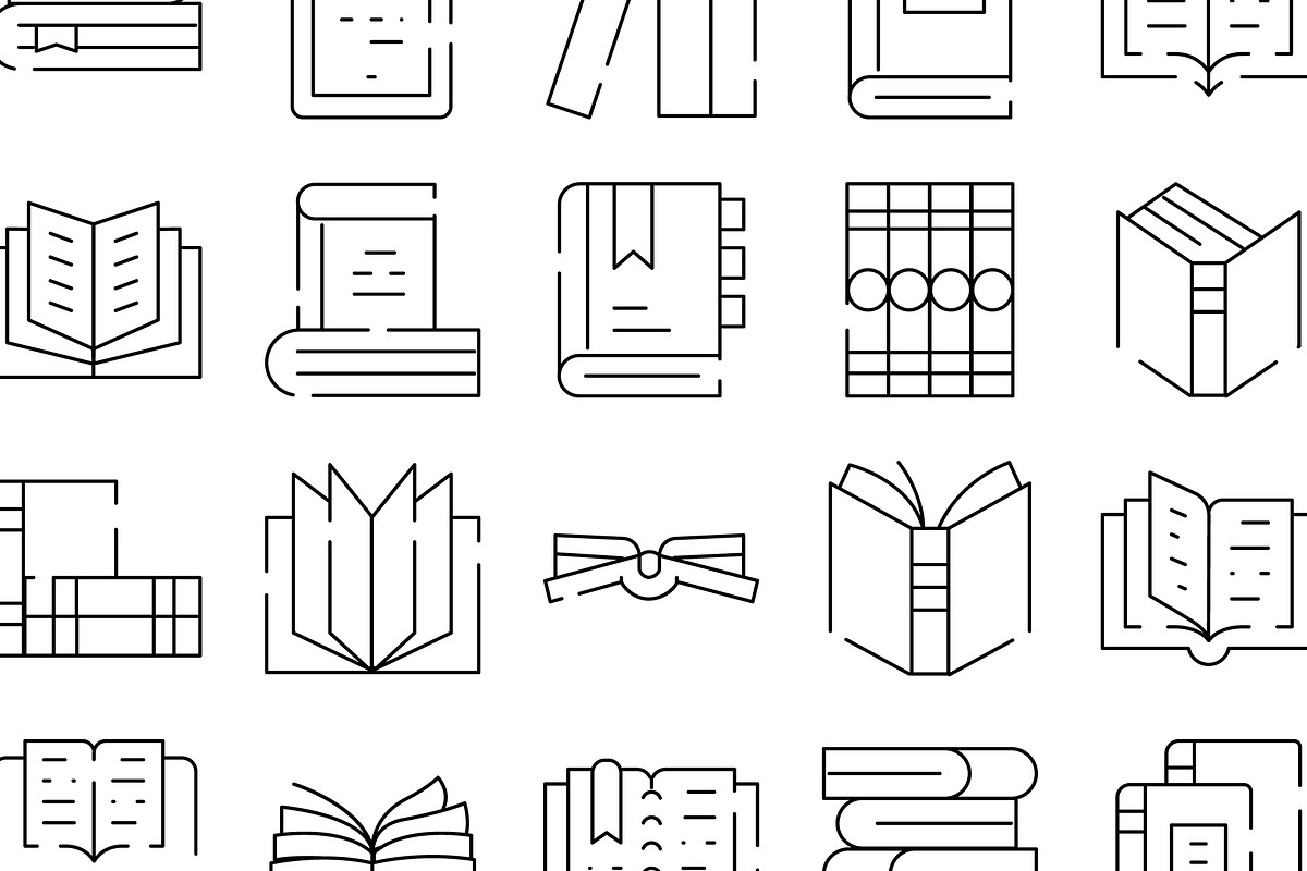 Books and reading line icons, an Object Graphic by pikepicture (Photo 3 of 3)