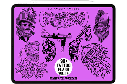 Tattoo Flash Vol. 14 - Stamp Set, a Brush Add-On by LA Studio Sthlm