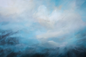 Abstract sky painting with soft blue and white clouds creating a, a Decorative Illustration by Studio ANNA