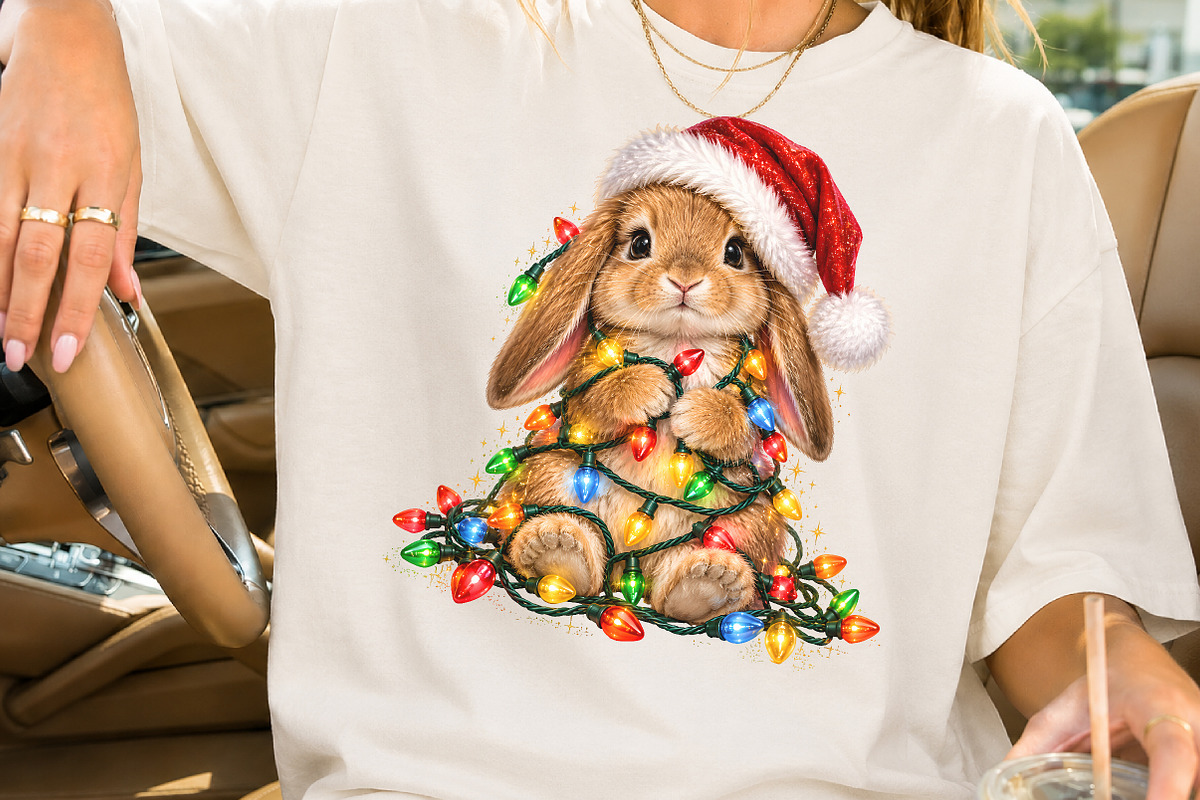 Cute Christmas Bunny Lights PNG, a Seasonal Illustration by Rose Art (Photo 2 of 4)