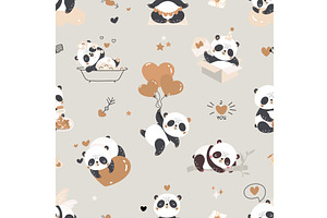 Panda seamless pattern. Cute panda, an Animal Illustration by Valerie Bodnar
