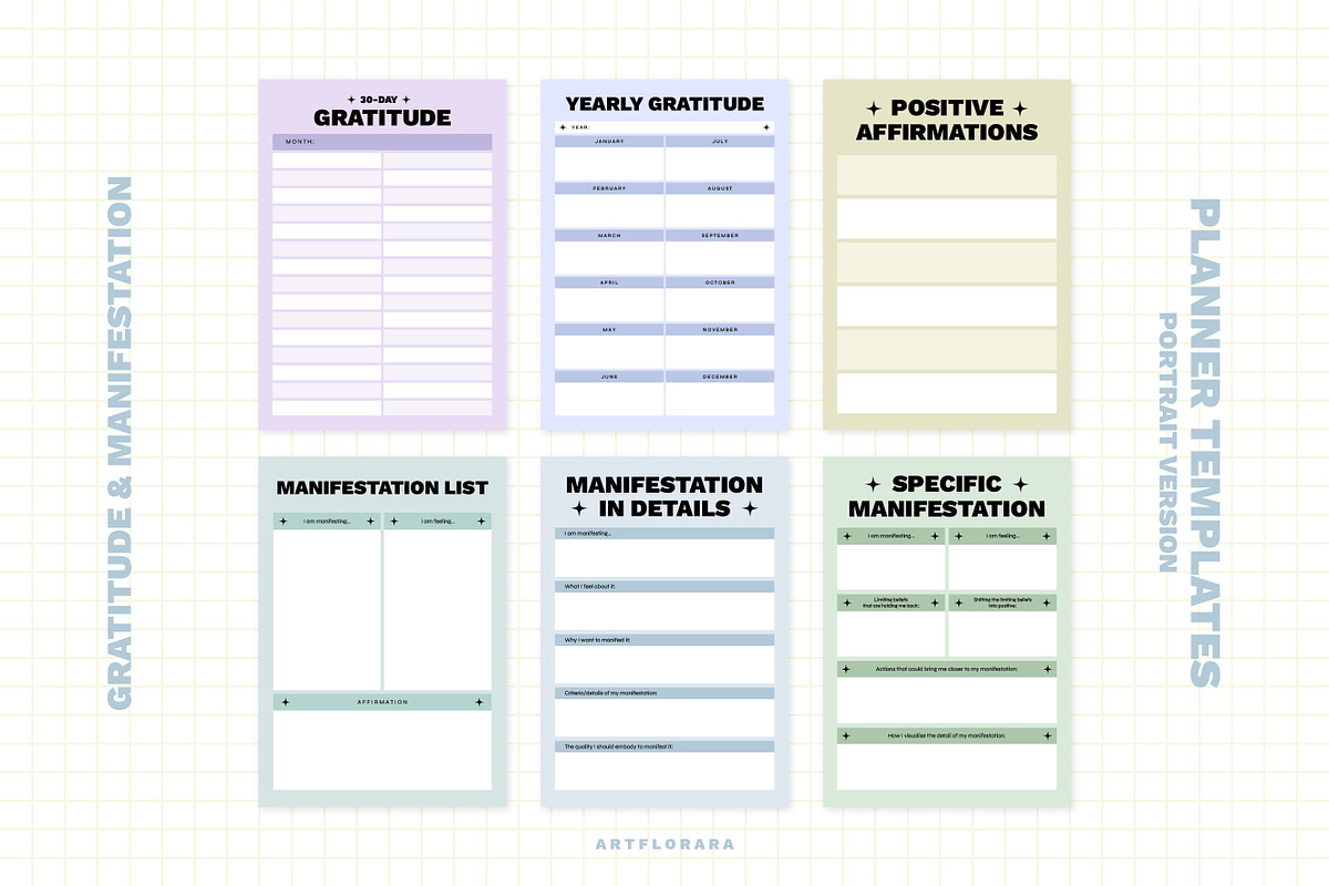 Gratitude & Manifestation Planners, a Stationery Template by Artflorara (Photo 7 of 10)