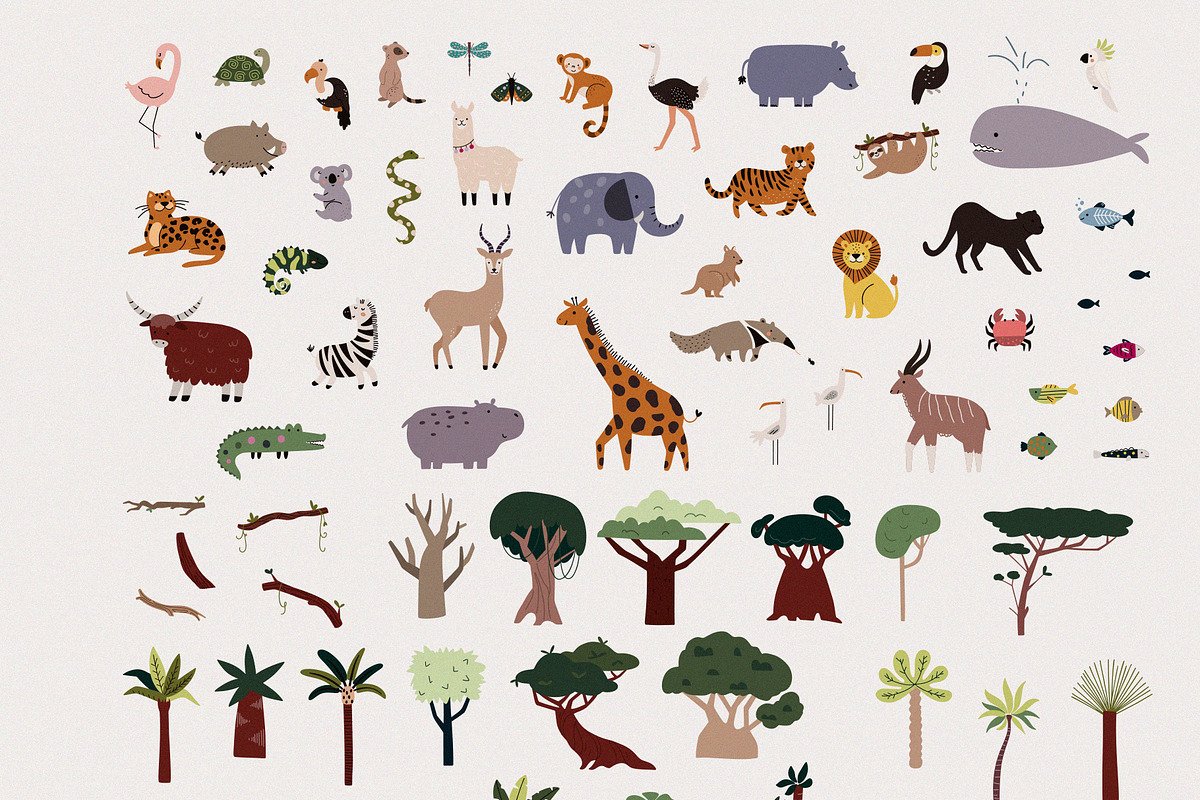 Safari Map Creator. Jungle animals, an Animal Illustration by AlekseliArt (Photo 3 of 14)