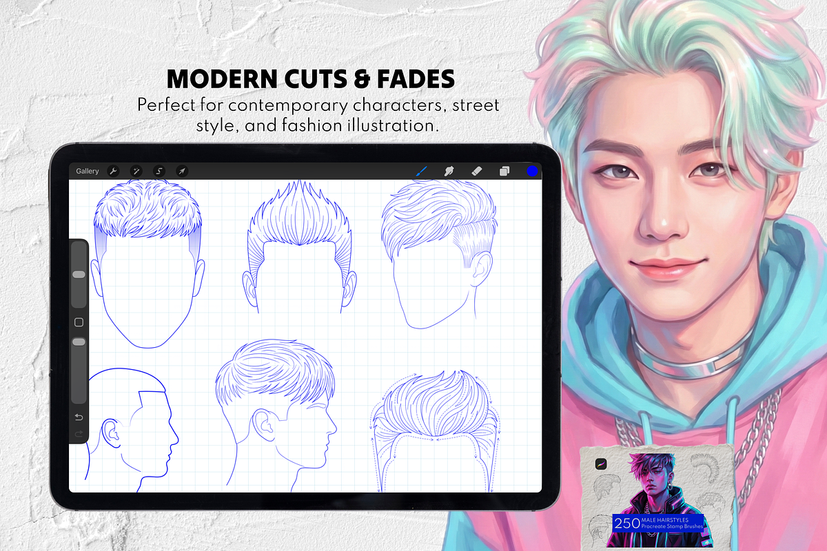 1500+ Hair Procreate Bundle, a Brush Add-On by Selentaori Studio (Photo 11 of 15)