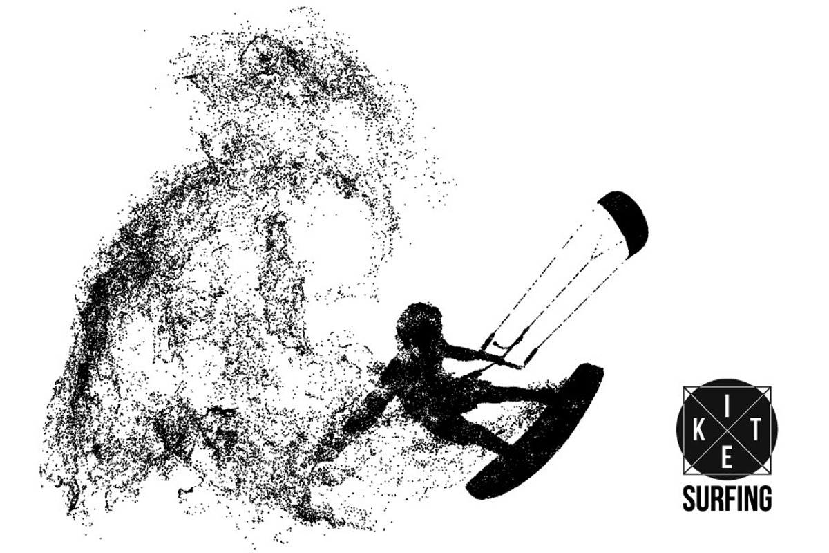 Silhouettes of a kitesurfer, a Sport Illustration by Matrosovv