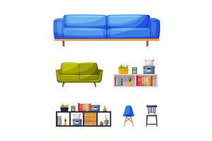 Modern Room Interior Items with, an Object Illustration by TopVectors