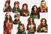 Christmas Fashion Girl Clipart, a Person Illustration by GlamArtZhanna (Thumbnail 5 of 5)