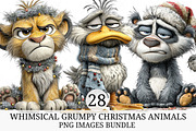 Whimsical Grumpy Christmas Animals, an Illustration by Craft Nest (Thumbnail 1 of 9)
