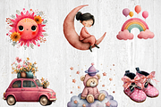 98 Watercolor Baby Girl Clipart, a Person Illustration by LA Design (Thumbnail 3 of 10)
