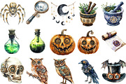 Watercolor Steampunk Halloween PNG, an Illustration by Designking (Thumbnail 2 of 5)