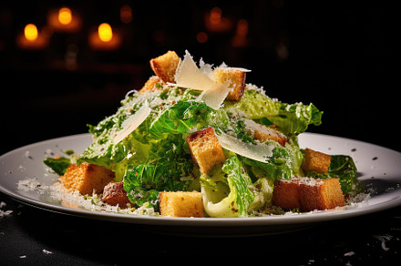 Caesar salad with parmesan cheese an, a Photo by Iftikhar Alam