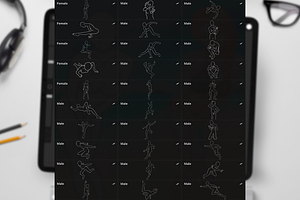 70 Male And Female Body Poses Stamp