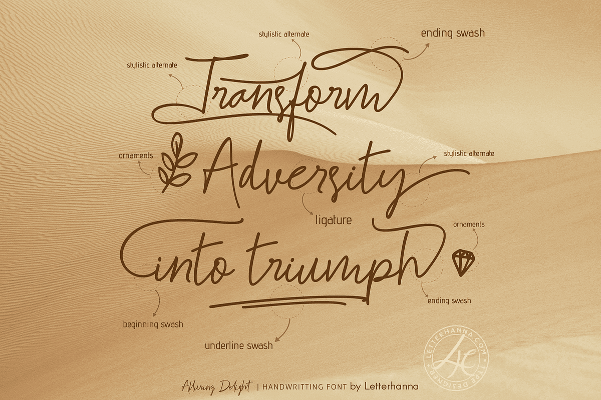 Alluring Delight Font, a Handwritten Font by Letterhanna Studio (Photo 9 of 13)