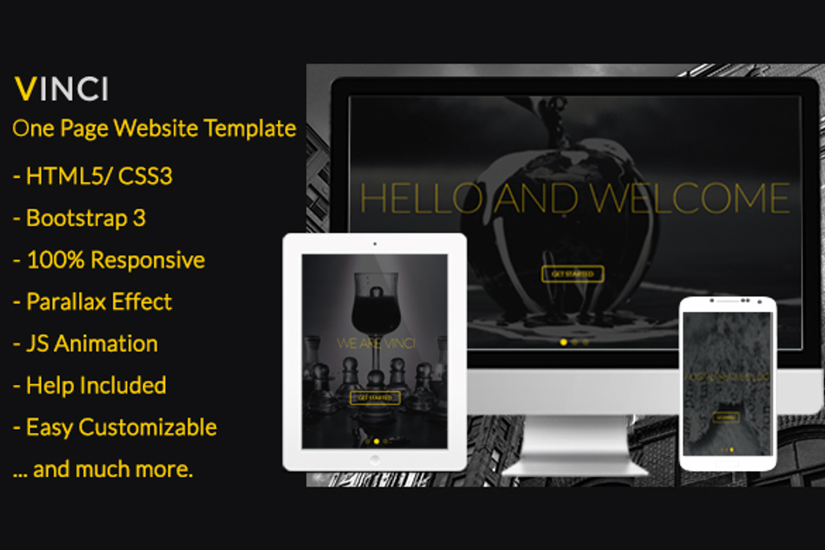 Vinci - Responsive Parallax One Page, a Bootstrap Template by N. Teodorescu