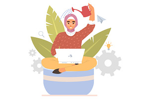 A young woman, wearing a headscarf, an Object Illustration by SiberianArt
