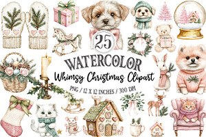 Watercolor Whimsy Christmas Clipart