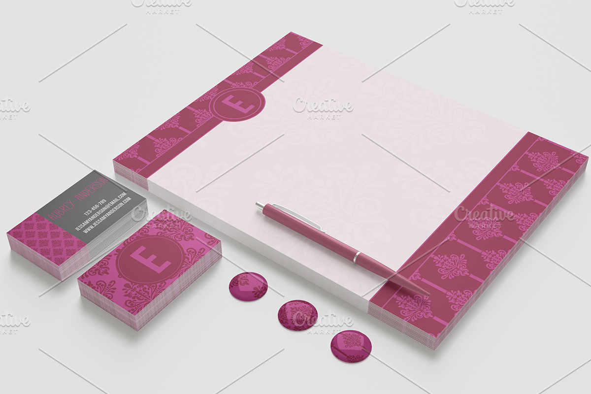 Pink Damask 12 Pattern Set preview 4