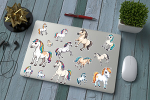 36 KAWAII HORSE Stickers Clipart