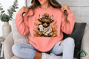 Cozy Fall Highland Cow PNG, a Seasonal Illustration by Craft Nest (Thumbnail 2 of 6)