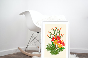 6 Floral Illustrations Art Posters