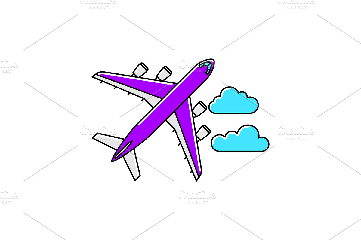 Airplane with clouds icon., a Transportation Illustration by incomible