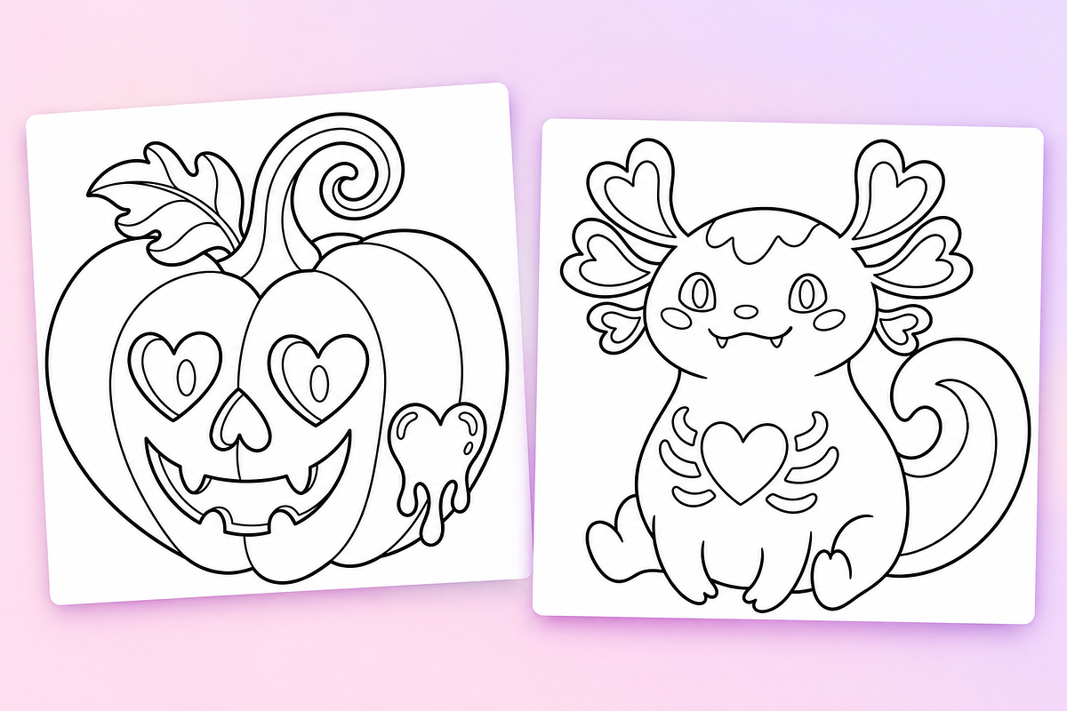 Spooky Love Coloring Pages Volume 2, a Seasonal Illustration by Inkivelle Studio (Photo 2 of 3)