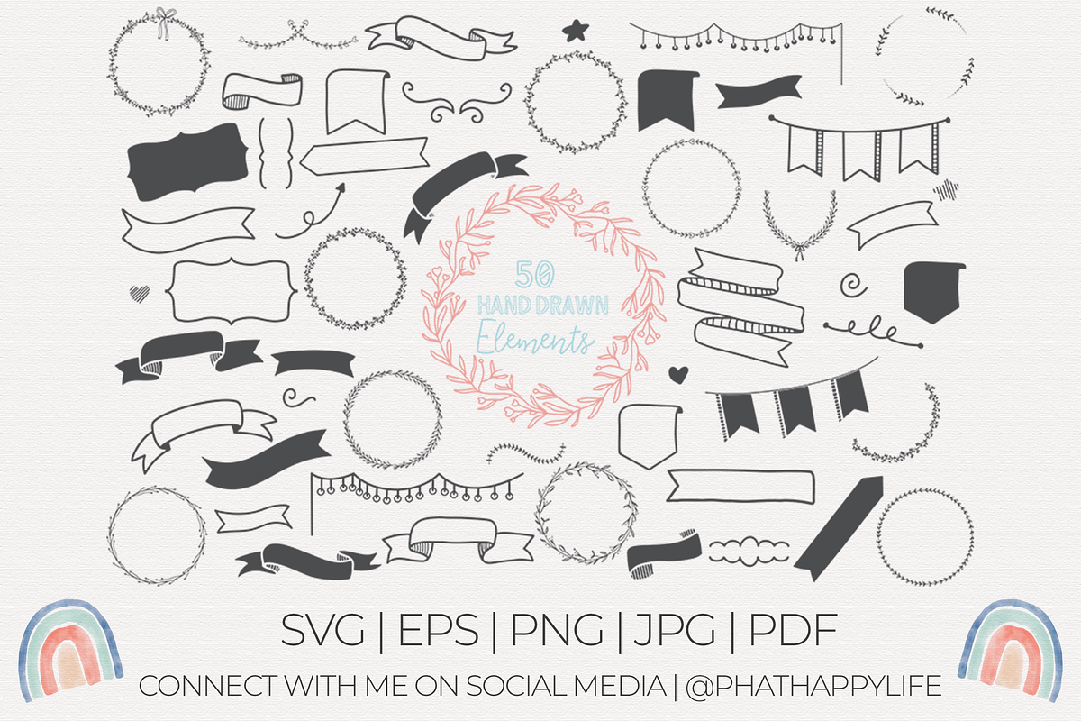 50 Hand Drawn Wreaths, Laurels, Flag, an Object Graphic by Phat Happy Life (Photo 1 of 4)