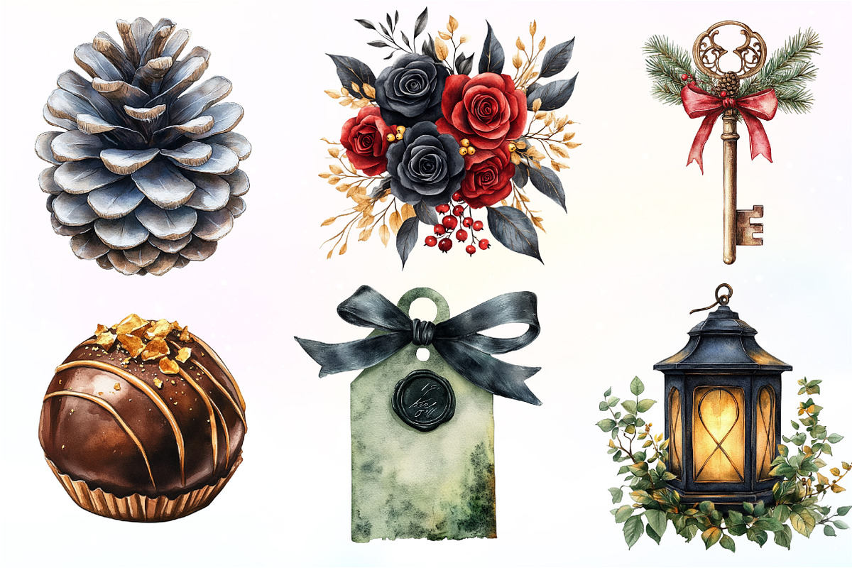 Moody Christmas Clipart Bundle, an Illustration by Dream Creation (Photo 5 of 7)