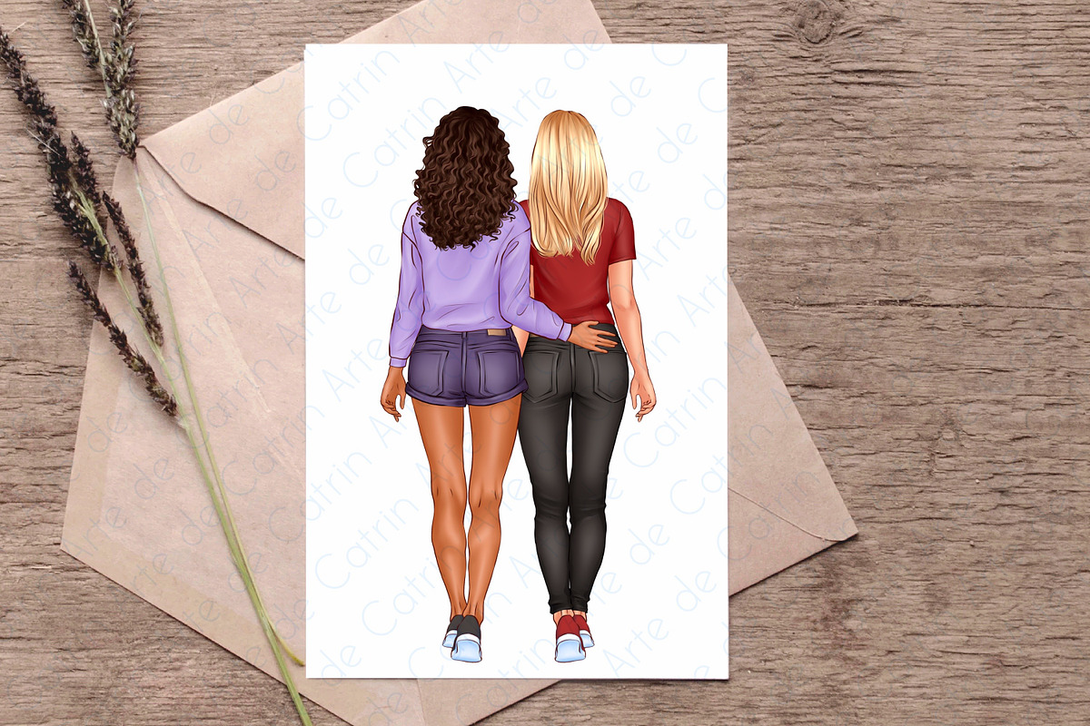 Best Friends Clipart, Soul Sisters, a Person Illustration by ArtedeCatrin (Photo 5 of 10)