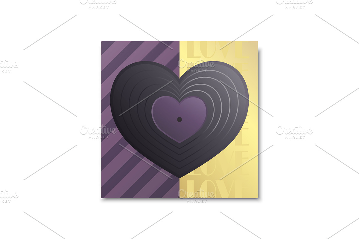 Heart Shaped Vinyl Record Background, a Decorative Illustration by PsychocheArt (Photo 3 of 3)