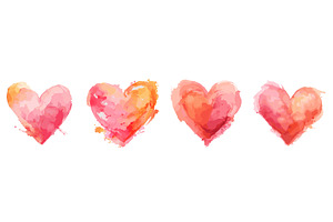 hearts watercolor. heart shape, an Illustration by Stock-Smart-Start