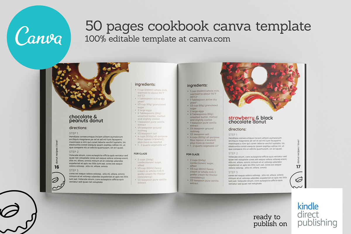 Square Donuts Recipes Canva Template, a Templates & Theme by DeLaGranSiete (Photo 9 of 12)