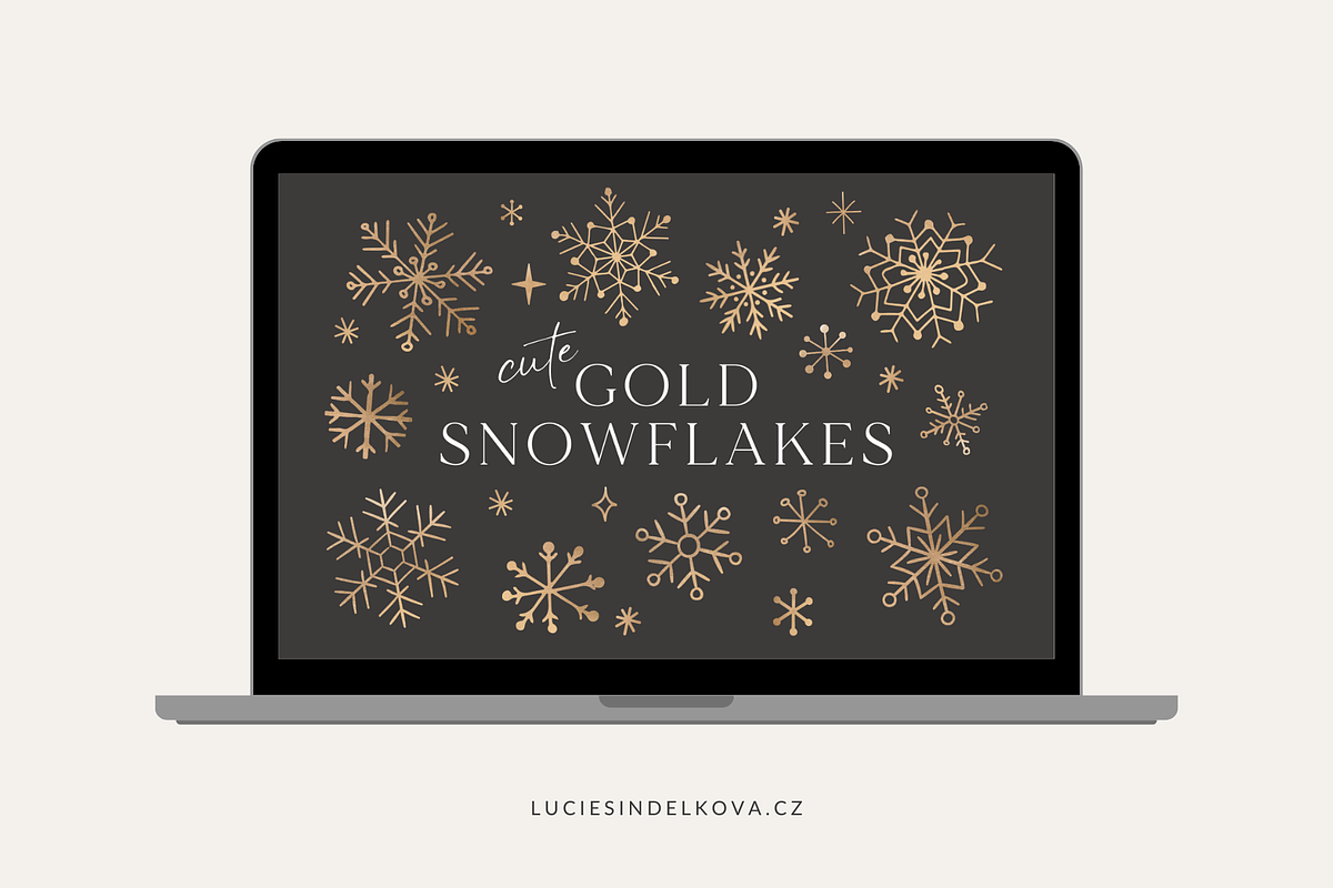 Christmas Gold Snowflake Clipart, a Seasonal Illustration by Lucie Sindelkova (Photo 6 of 6)