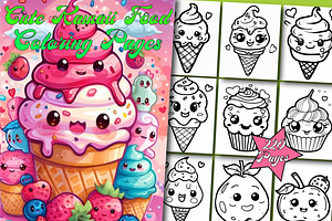 Cute Kawaii Food Coloring Book, an Animal Illustration by Design Zone