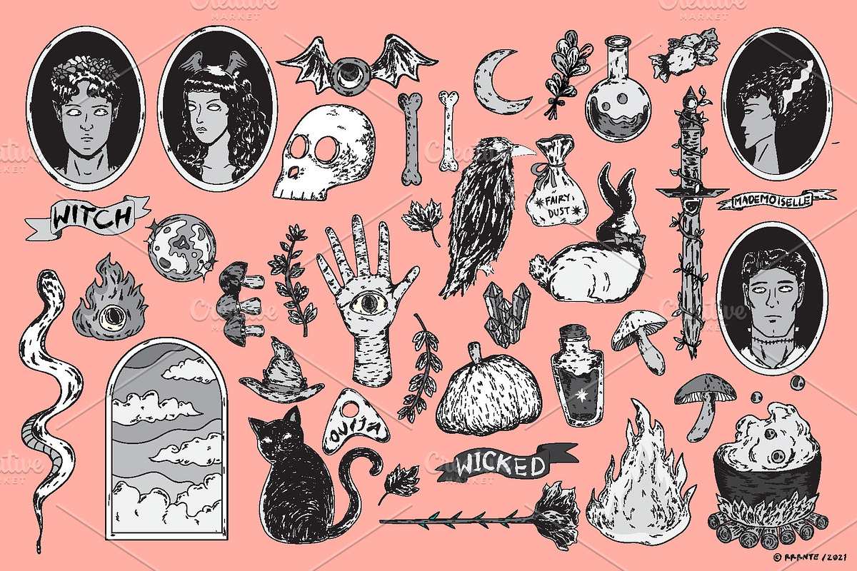Witch Essentials Illustration Pack, an Illustration by rrrnte (Photo 6 of 7)