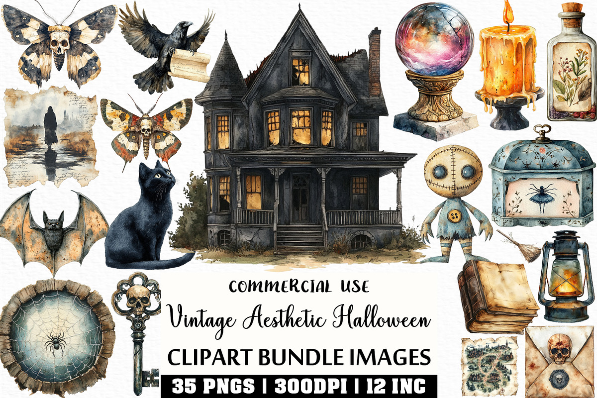 Vintage Aesthetic Halloween PNG, an Illustration by Craft Nest (Photo 1 of 6)