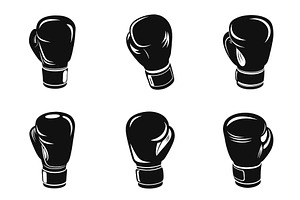 Boxing gloves silhouette set, an Object Graphic by Billah Hub