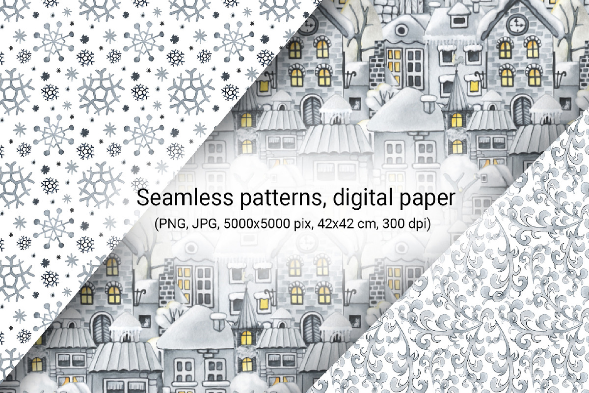 Winter House Christmas Digital Paper, a Pattern Graphic by Artmanata (Photo 4 of 10)