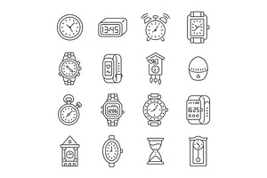 Clock line icon set, an Outline Icon by ElineDesign