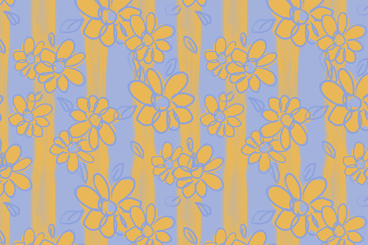 Sunny yellow stripes blooms pattern, a Pattern Graphic by Cotton Melon pattern Shop (Photo 4 of 6)