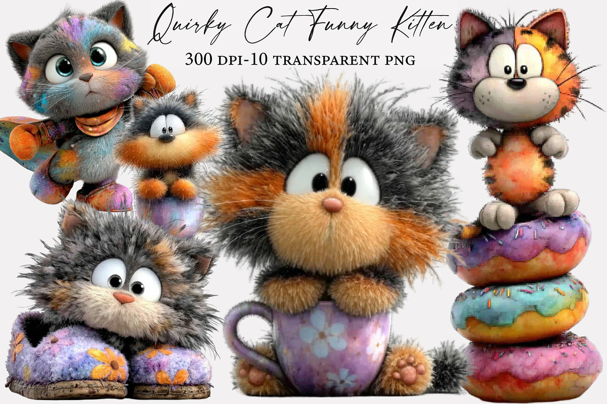 Quirky Cat Funny Kitten Clipart, an Illustration by Designworld (Photo 1 of 5)