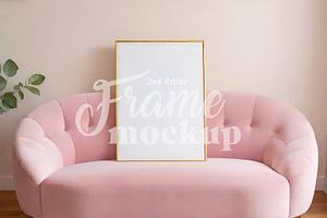Pink Sofa | Frame Mockup 3x4 Ratio
