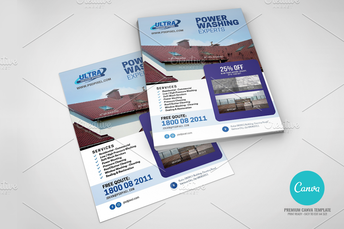 Power Wash Company Canva Flyer, a Flyer Template by PSDPixel (Photo 3 of 4)