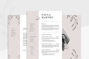 FLORAL Resume/CV + Cover Letter, a Resume Template by AgataCreate