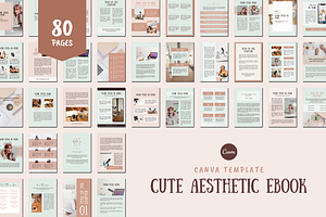 Cute Aesthetic Ebook Canva Template, a Magazine Template by The Little Lily Studio