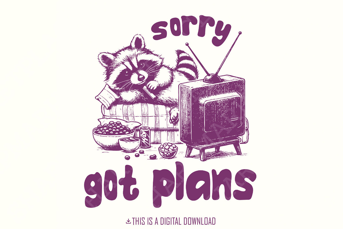 Sorry Got Plans, Funny Raccoon, an Illustration by SharpMarketplace (Photo 1 of 9)