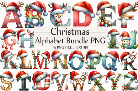 Christmas Alphabet Bundle PNG, an Illustration by Libby Wishes