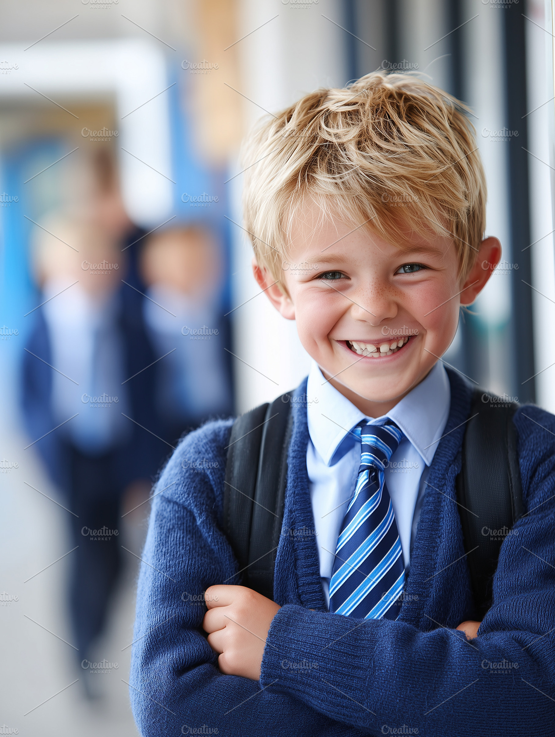 Smiling young schoolboy in uniform, a School & Education Photo by MistyDay